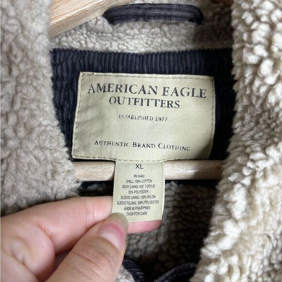 Vintage Y2K American Eagle Sherpa Lined Jacket Men’s Size XL Gray - Picture 4 of 5